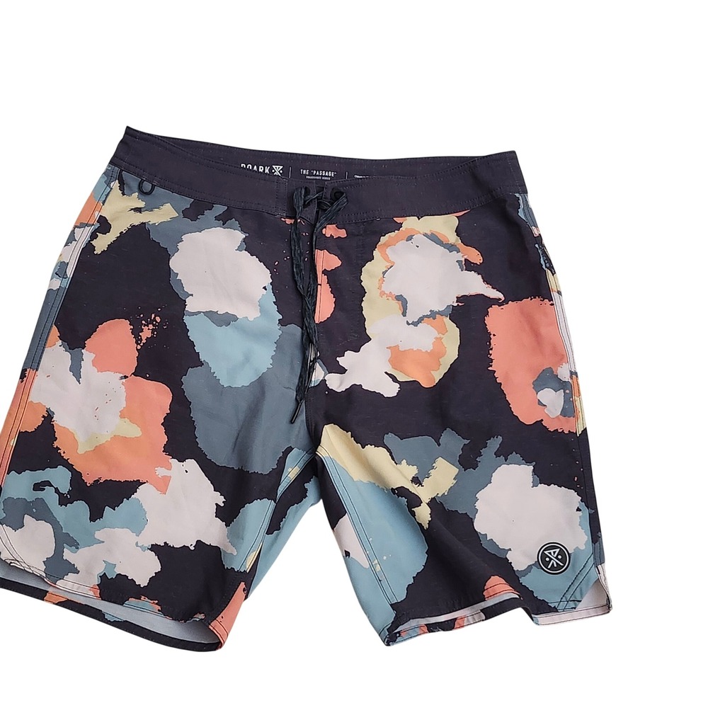 Roark The Passage Boardshorts Mens 30 Navy Blue Abstract Floral Hemp Stretch